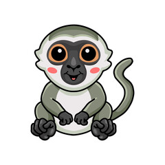 Cute little vervet monkey cartoon sitting