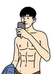 Fototapeta premium cute man cartoon on white background