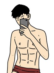 Fototapeta premium cute man cartoon on white background