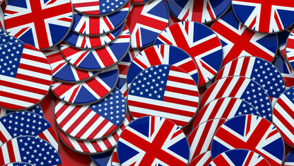 Usa and UK flag badge concept
