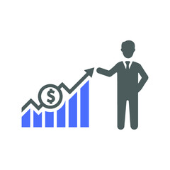 Businessman, presentation, profit icon