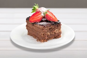 piece of delicious homemade berry cake