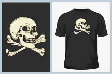 Cartoon skulls on t shirt. vector illustration