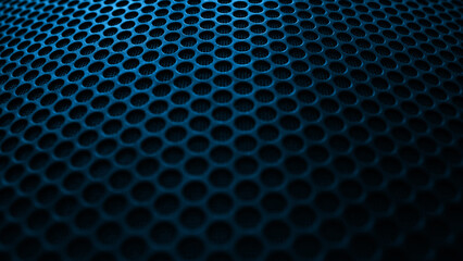 The speaker surface mesh is blue. Focus selected