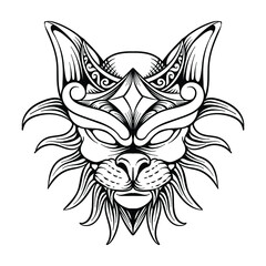 Fototapeta premium tattoo design sphynx black and white line art
