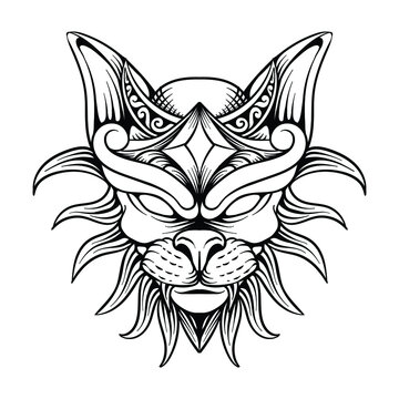 tattoo design sphynx black and white line art