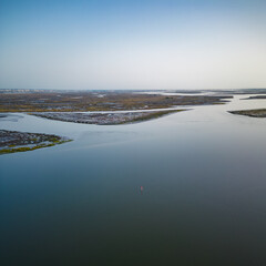 Aerial View of Aveiro Lagoon on a sunny day
