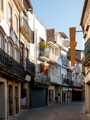 Fototapeta premium Picturesque townscape of Vila Real overlooking typical narrow streets on warm sunny spring day, Portugal .