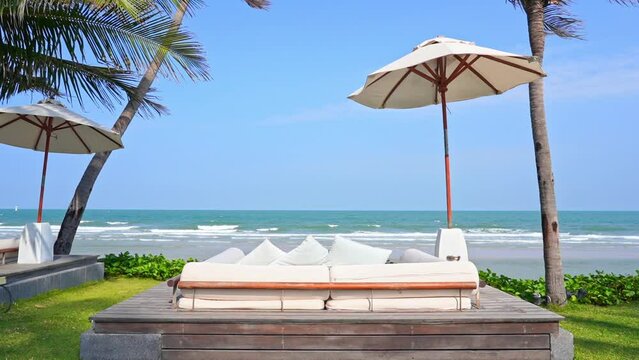 A Comfortable Conversation Pit Faces The Incoming Ocean.