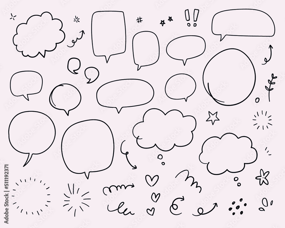 Wall mural hand drawn speech bubbles