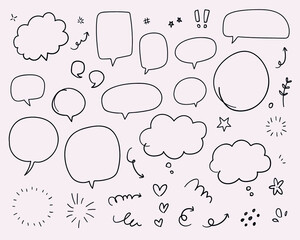 hand drawn speech bubbles - obrazy, fototapety, plakaty