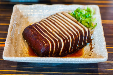 Close-up, Japanese style, braised dried bean curd, spiced, braised dried soy bean
