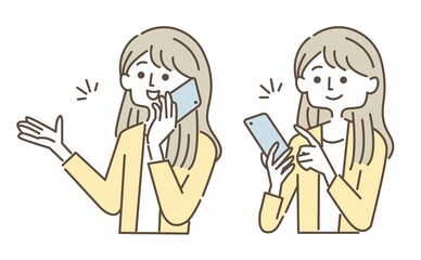 スマホを操作・通話する女性