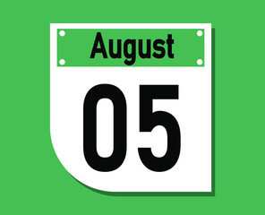 August 5 calendar icon. Banner for August days.