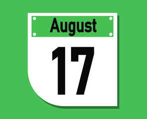 August 17 calendar icon. Banner for August days.