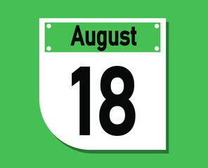 August 18 calendar icon. Banner for August days.