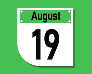 August 19 calendar icon. Banner for August days.