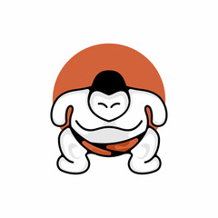 cute mascot sumo logo design template