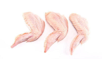 Raw chicken wings isolated on white background