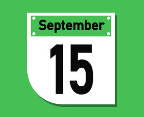 September 15 calendar icon. Banner for september days.