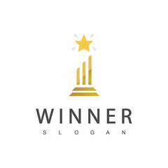 Winner Trophy Logo Template, Leadership And Competition Award Icon