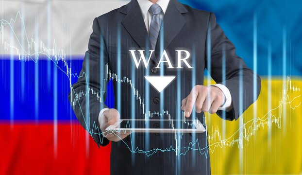 Effect of war on global economy. Economic crisis that will seriously affect Russia in 2022 due to conflict with Ukraine. Bankruptcy and financial crisis concept. - Powered by Adobe