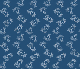 Japanese Circle Leaf Motif Vector Seamless Pattern