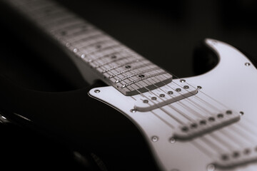 Fototapeta na wymiar Electric Guitar Close Up BW 8