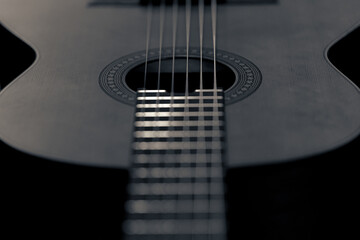 Acoustic Guitar Close Up BW 1