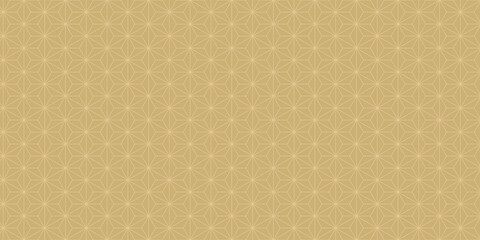 和風背景素材　渋めな金色の麻の葉模様　横長