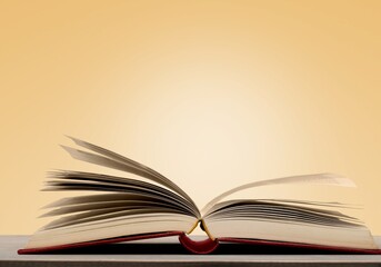 Grunge age dirty rough rustic brown book on table space.