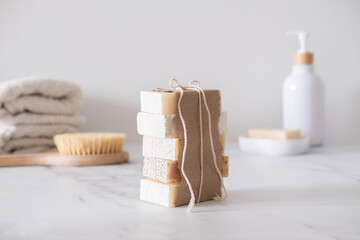 Fototapeta na wymiar A stack of natural organic handmade soap