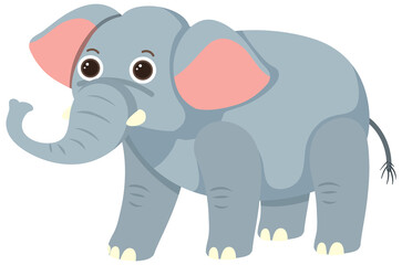 Obraz na płótnie Canvas Cute elephant in flat cartoon style