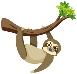 Cute sloth in flat cartoon style © blueringmedia