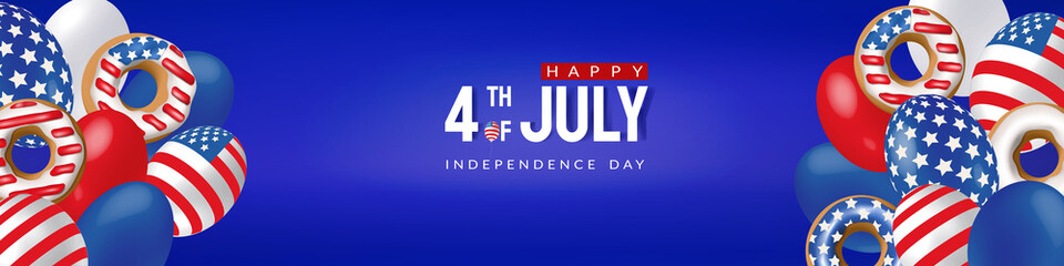 Obraz premium 4th of July banner horizontal. American Independence Day. Roster or sending a letter of congratulations