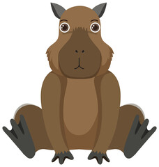 Cute capybara in flat style isolated