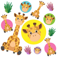 Cute giraffe seamless pattern