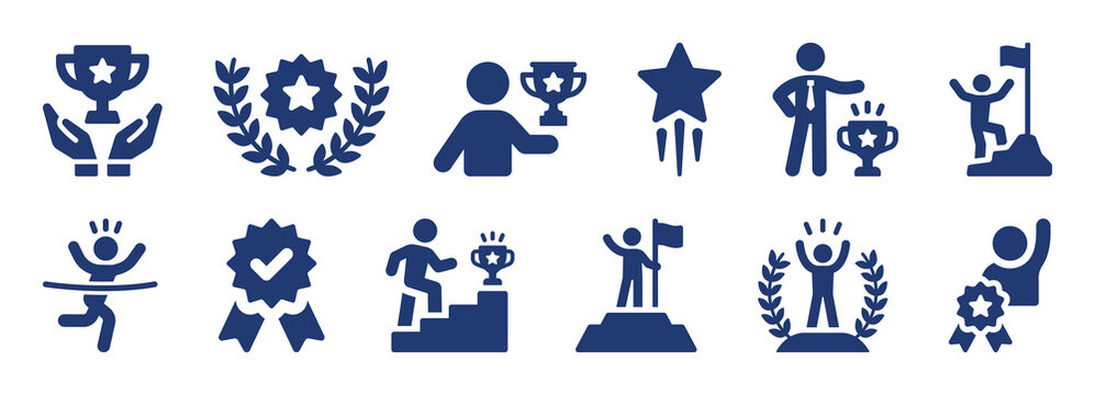 Trophy and awards icon collection. Champion and winner symbol vector illustration.