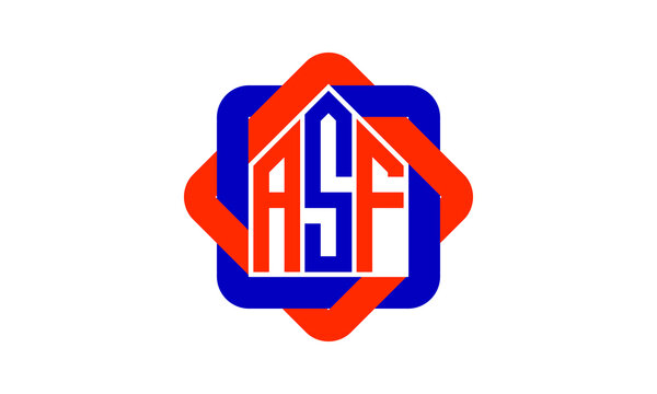 ASF three letter real estate logo with home icon logo design vector template | construction logo | housing logo | engineering logo | initial letter logo | minimalist  logo | property logo |