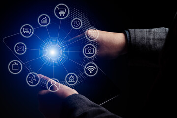 Businessman working with modern tablet computer