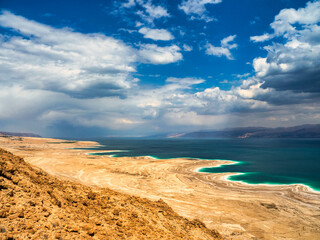 Naklejka na ściany i meble The beautiful coast of the Dead Sea, Israel