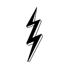Lighting bolt symbol in doodle style power simple abstract sign isolated on white background. Web, hipster