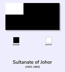 Vector Illustration of Sultanate of Johor (1855-1865) flag isolated on light blue background. Sultanate of Johor (1855-1865) flag with Color Codes. As close as possible to the original.