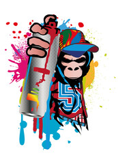 cooler Street Art Gorilla Sprayer im Graffiti Stil