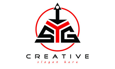 Obraz na płótnie Canvas SIG three letter creative triangle shape in circle logo design vector template. typography logo | Letter mark logo | initial logo | wordmark logo | minimalist logo | gaming logo | emblem logo 