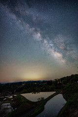 星峠の棚田と天の川