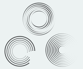 Halftone circular dotted set. Circle dots isolated on the grey background. design element for medical, treatment, cosmetic. use Round border using halftone circle dots texture 4