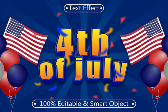 4th Of July Editable Text Effect 3 Dimension Emboss Modern Style