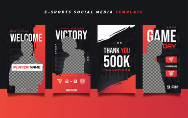 Set of E-sports Gaming Social Media Post or Story Design Template © Akito Studio