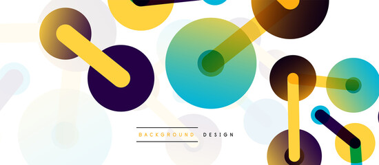 Abstract background. Round dots connected by lines. Trendy techno business template for wallpaper, banner, background or landing